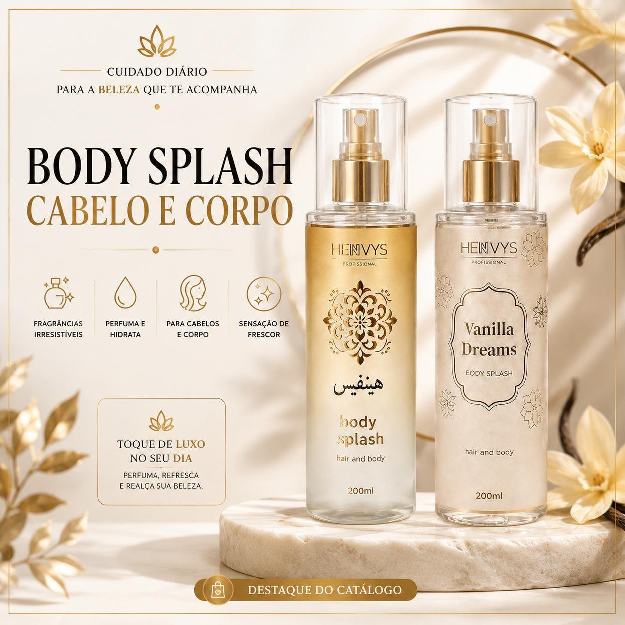 Body Splash Henvys Profissional, linha de perfumaria capilar e corporal